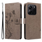 For Xiaomi Redmi Note 14 4G (164.84mm) PU Leather Cases Flower Pattern Wallet Stand Phone Cover with Strap