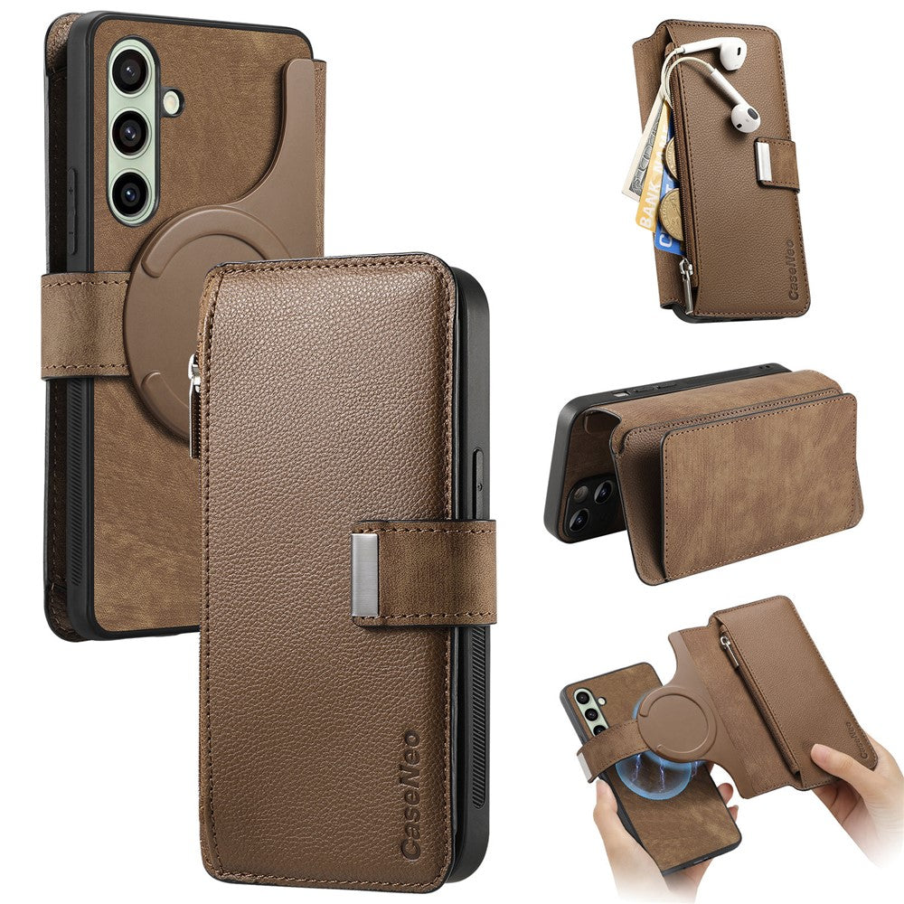 CASENEO For Samsung Galaxy S24 Case  MW-02 Detachable Magnetic Leather Flip Phone Cover