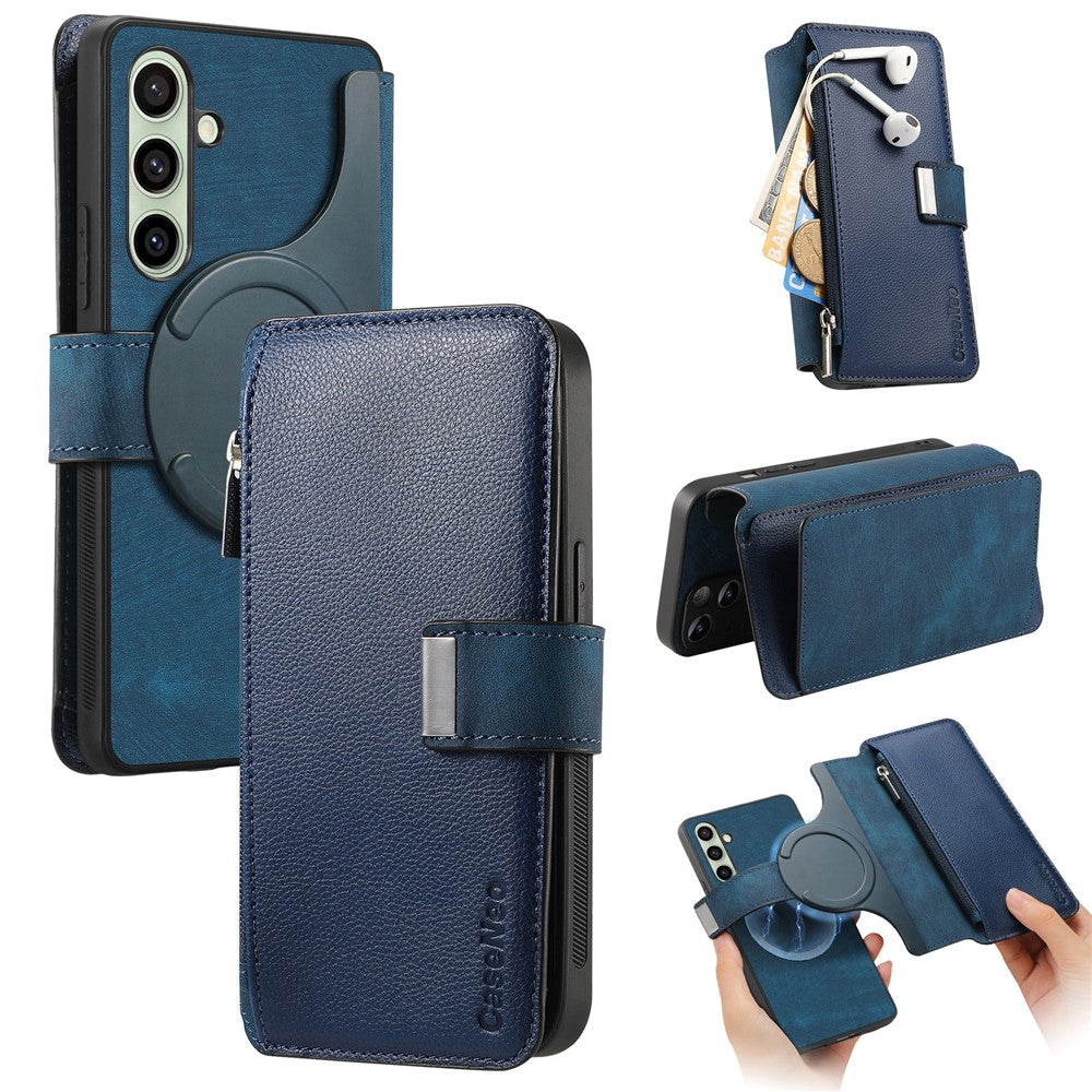 CASENEO For Samsung Galaxy S24 Case  MW-02 Detachable Magnetic Leather Flip Phone Cover