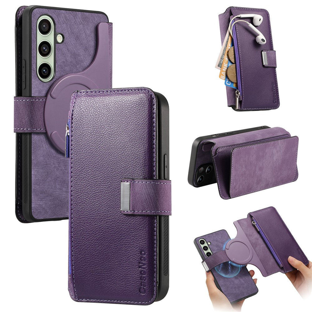 CASENEO For Samsung Galaxy S24 Case  MW-02 Detachable Magnetic Leather Flip Phone Cover