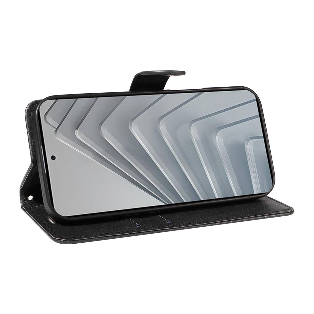 For Xiaomi Redmi Note 14 4G (164.84mm) Leather Wallet Case with Strap Solid Color Phone Stand Cover