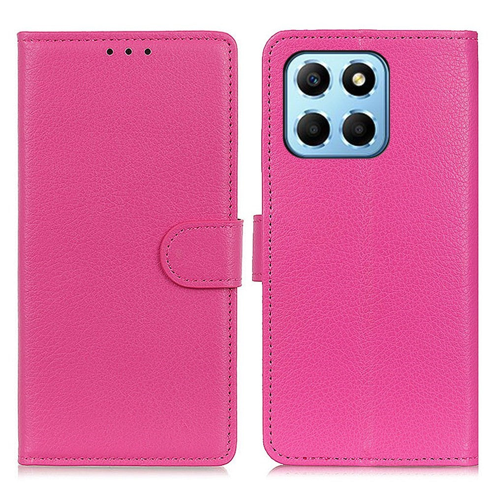 Litchi Texture Phone Cover for Honor X8 5G, Anti-scratch PU Leather Folio Flip Wallet Stand Protective Case