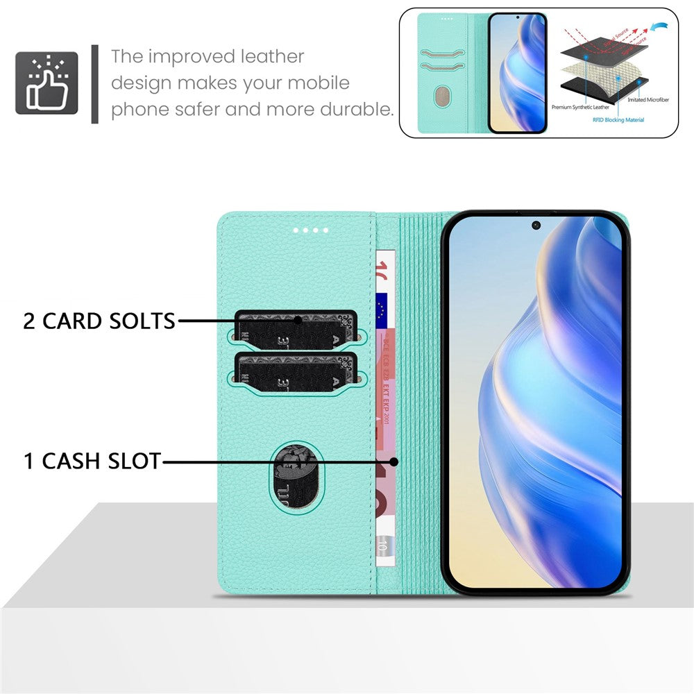 For iPhone 17th / 16th Wallet Case RFID Blocking Litchi Texture Leather Mobile Cover