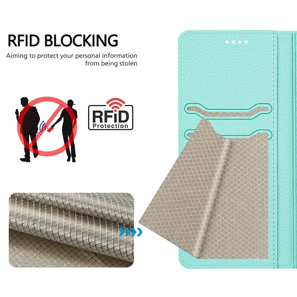 For iPhone 17th / 16th Wallet Case RFID Blocking Litchi Texture Leather Mobile Cover