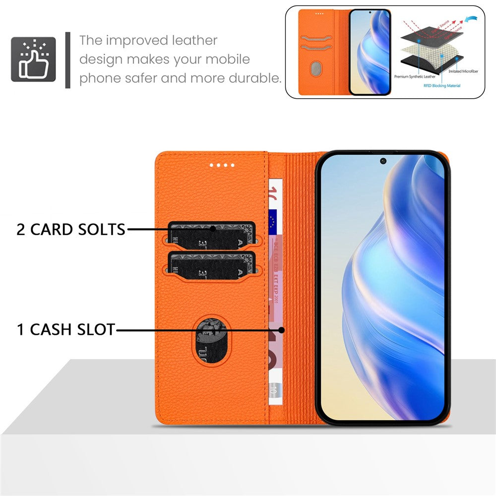 For Xiaomi Poco X7 Pro 5G Wallet Case RFID Blocking Litchi Texture Leather Mobile Cover