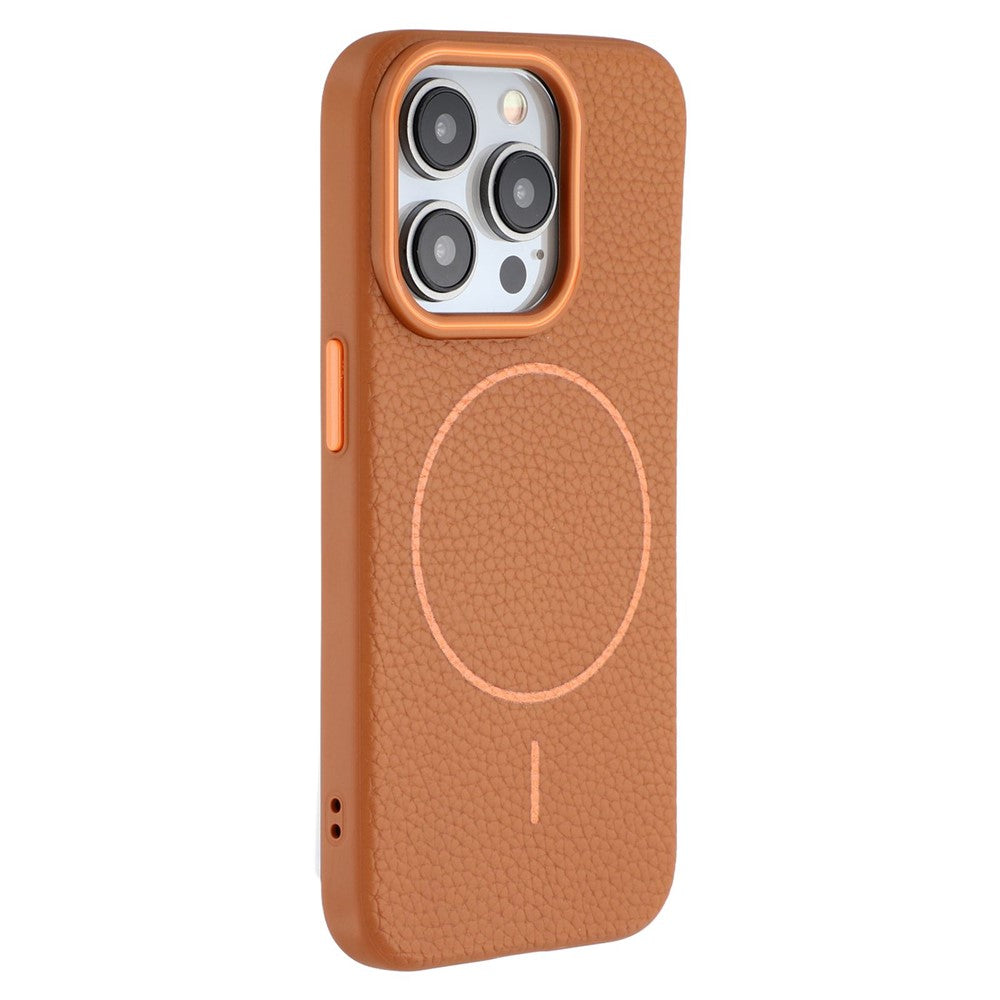 Til iPhone 15 Pro Magnetisk Cover Litchi Tekstur TPU Telefoncover Kompatibelt med MagSafe