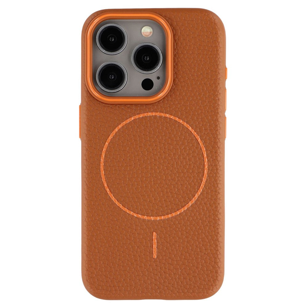 Til iPhone 15 Pro Magnetisk Cover Litchi Tekstur TPU Telefoncover Kompatibelt med MagSafe