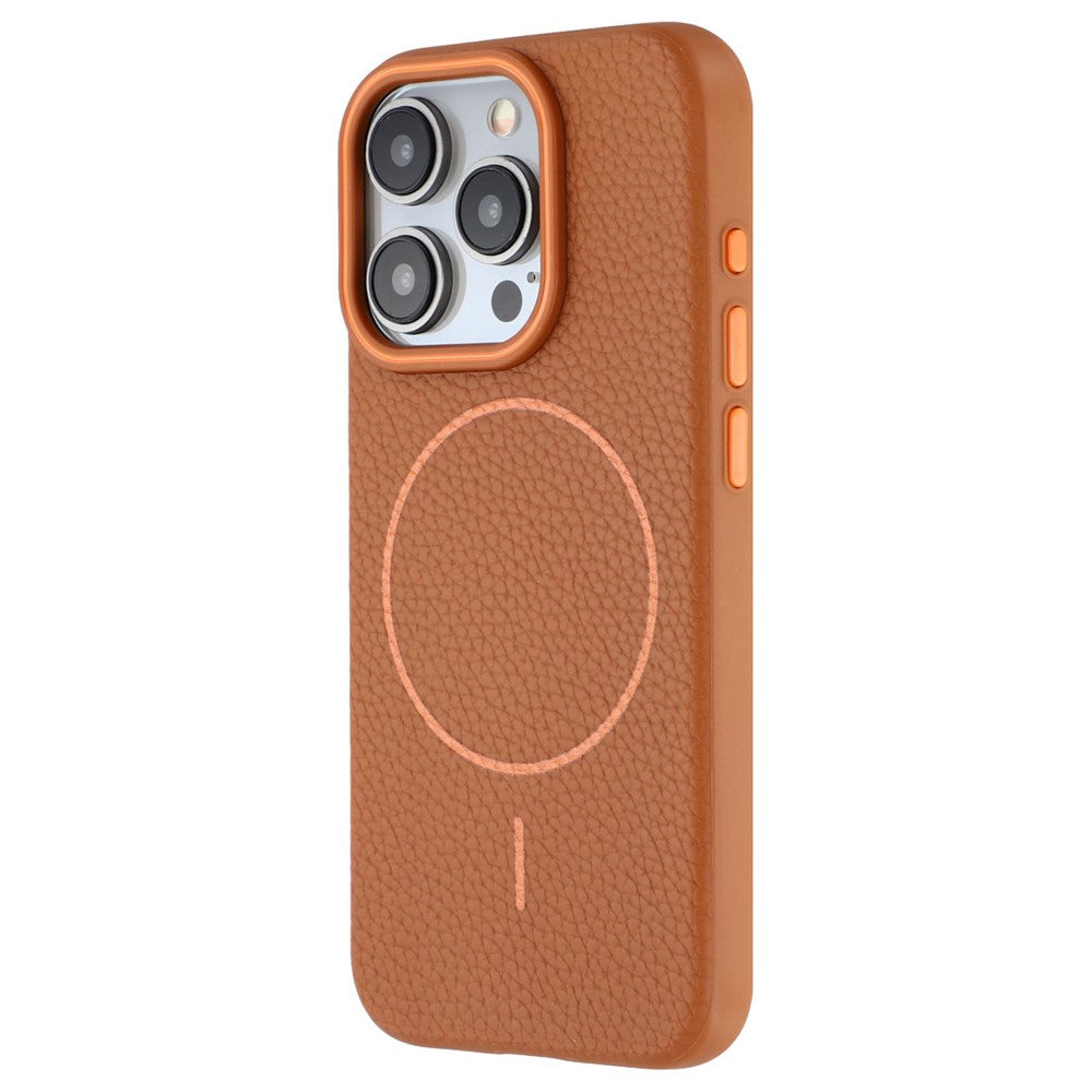 Til iPhone 15 Pro Magnetisk Cover Litchi Tekstur TPU Telefoncover Kompatibelt med MagSafe