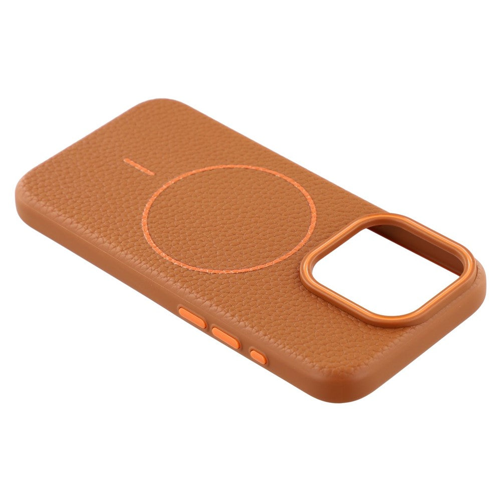 Til iPhone 15 Pro Magnetisk Cover Litchi Tekstur TPU Telefoncover Kompatibelt med MagSafe