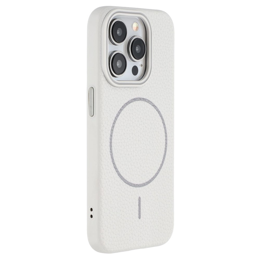 Til iPhone 15 Pro Magnetisk Cover Litchi Tekstur TPU Telefoncover Kompatibelt med MagSafe