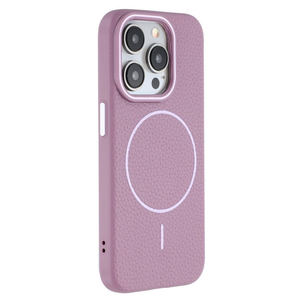 Til iPhone 15 Pro Magnetisk Cover Litchi Tekstur TPU Telefoncover Kompatibelt med MagSafe