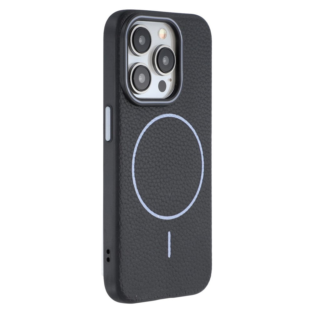 Til iPhone 15 Pro Magnetisk Cover Litchi Tekstur TPU Telefoncover Kompatibelt med MagSafe