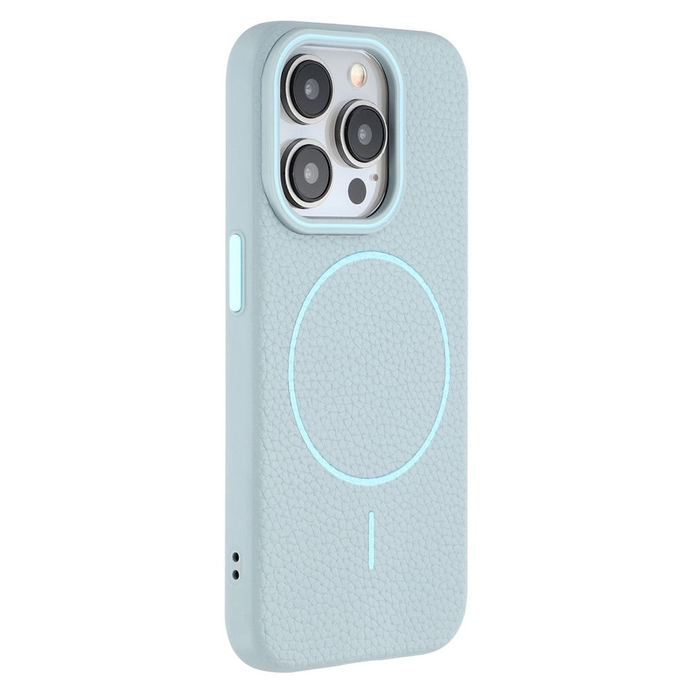 Til iPhone 15 Pro Magnetisk Cover Litchi Tekstur TPU Telefoncover Kompatibelt med MagSafe