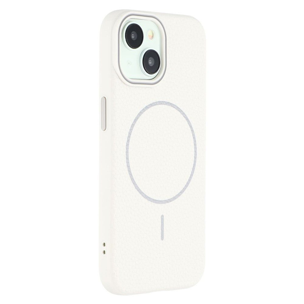 For iPhone 15 Magnetic Case Litchi Texture TPU Phone Cover Compatible with MagSafe