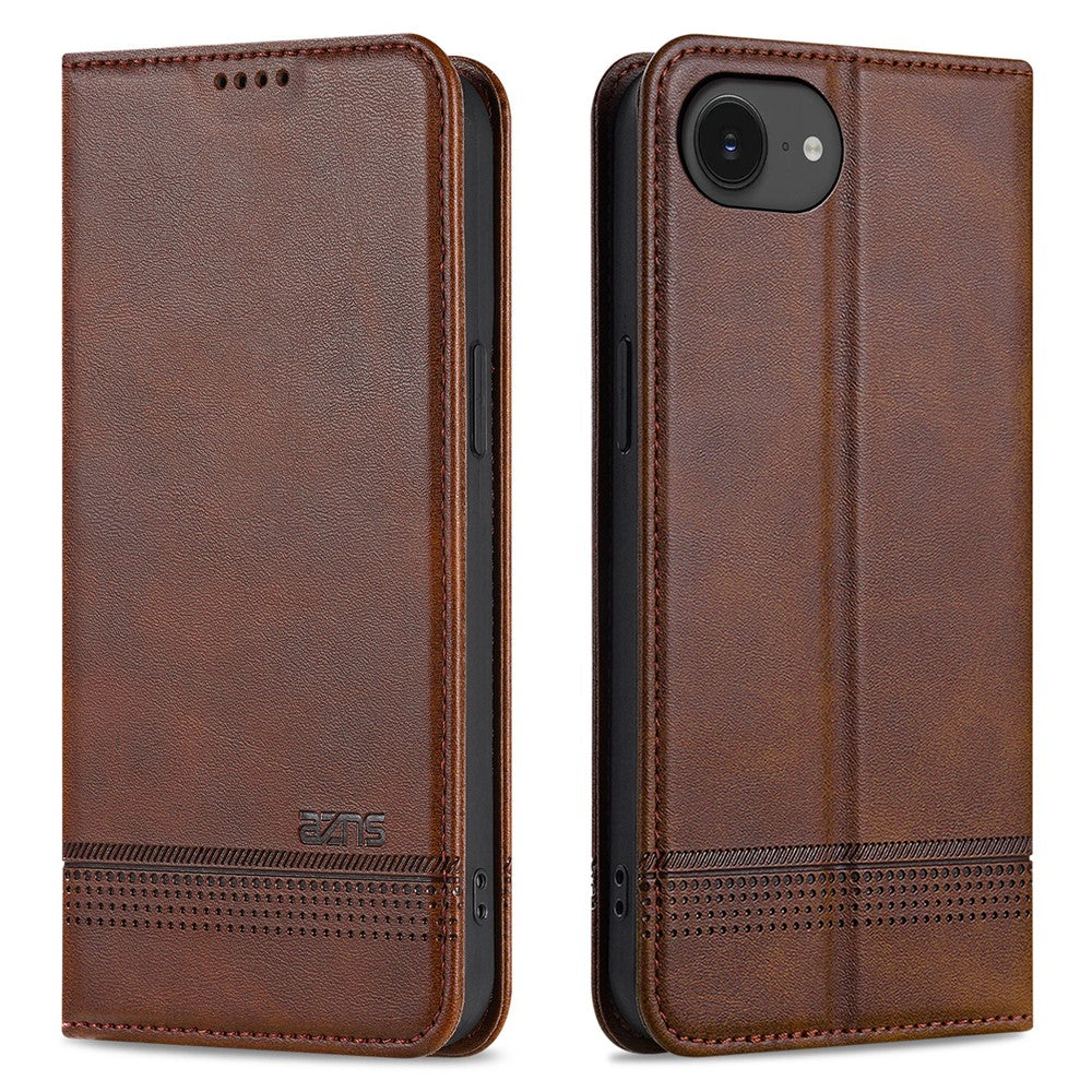 AZNS For iPhone 17th / 16th Case Cowhide Texture PU Leather Wallet Phone Cover