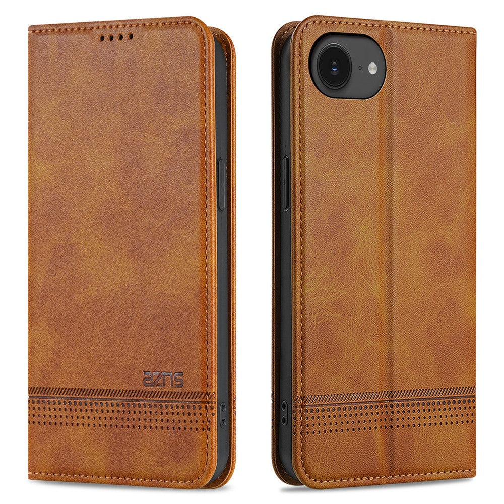 AZNS For iPhone 17th / 16th Case Cowhide Texture PU Leather Wallet Phone Cover