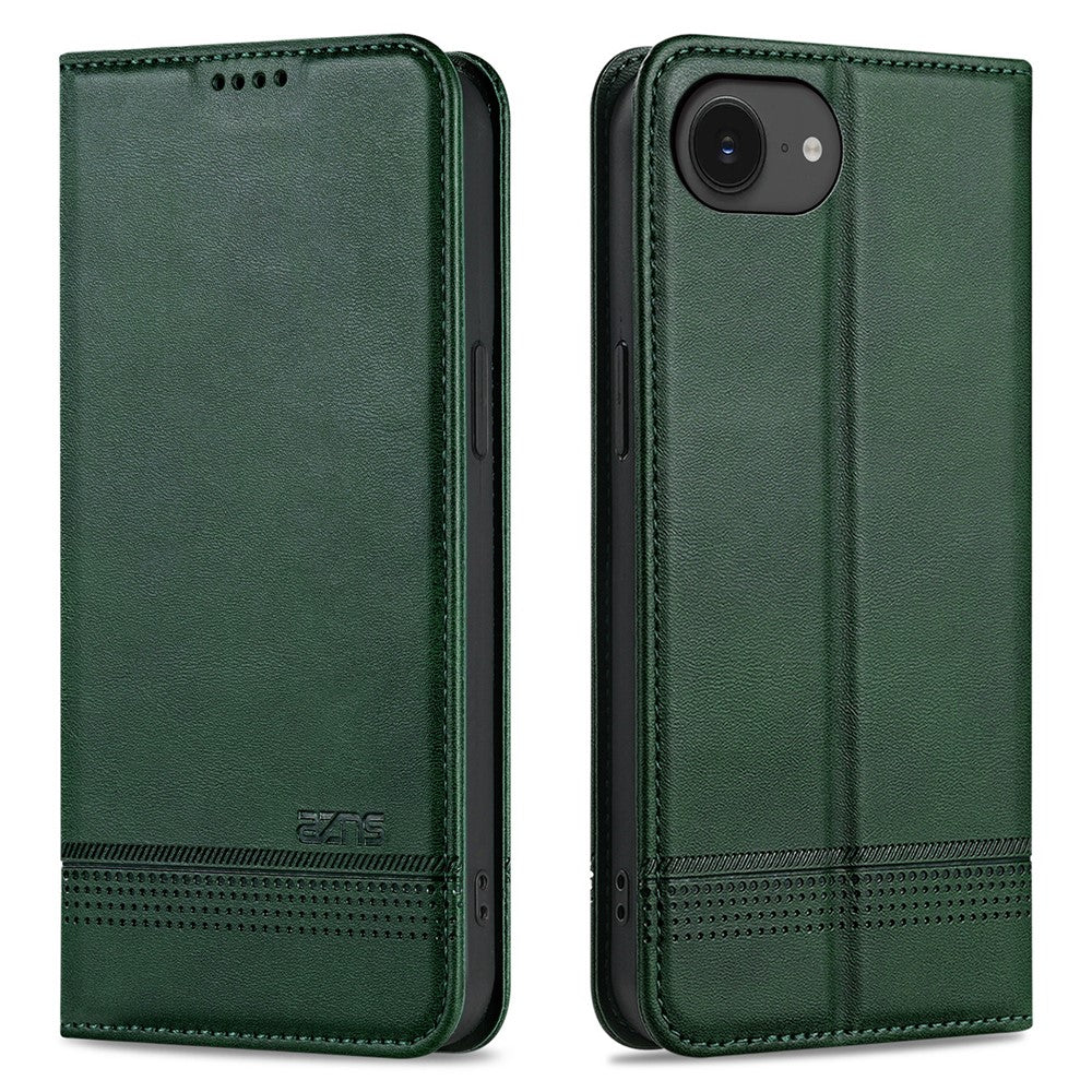 AZNS For iPhone 17th / 16th Case Cowhide Texture PU Leather Wallet Phone Cover