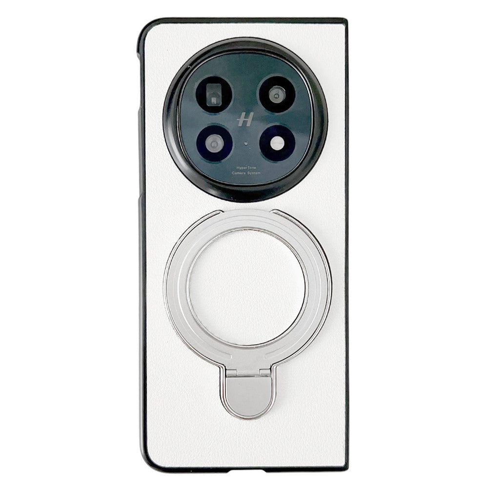 For Oppo Find N5 5G Case Electroplated Ring Kickstand PC + PU Leather Phone Protective Cover
