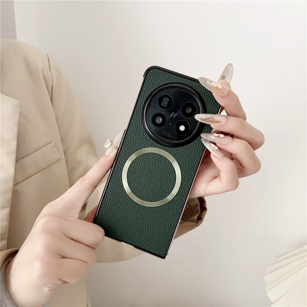 For Oppo Find N5 5G Magnetic Case Litchi Texture PU Leather + TPU Phone Back Cover