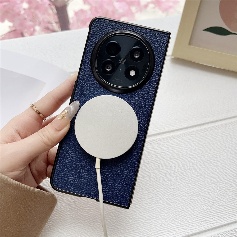 For Oppo Find N5 5G Magnetic Case Litchi Texture PU Leather + TPU Phone Back Cover