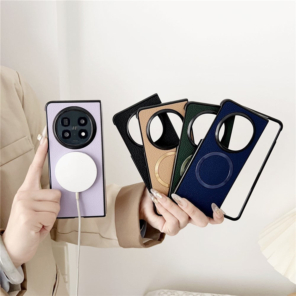 For Oppo Find N5 5G Magnetic Case Litchi Texture PU Leather + TPU Phone Back Cover