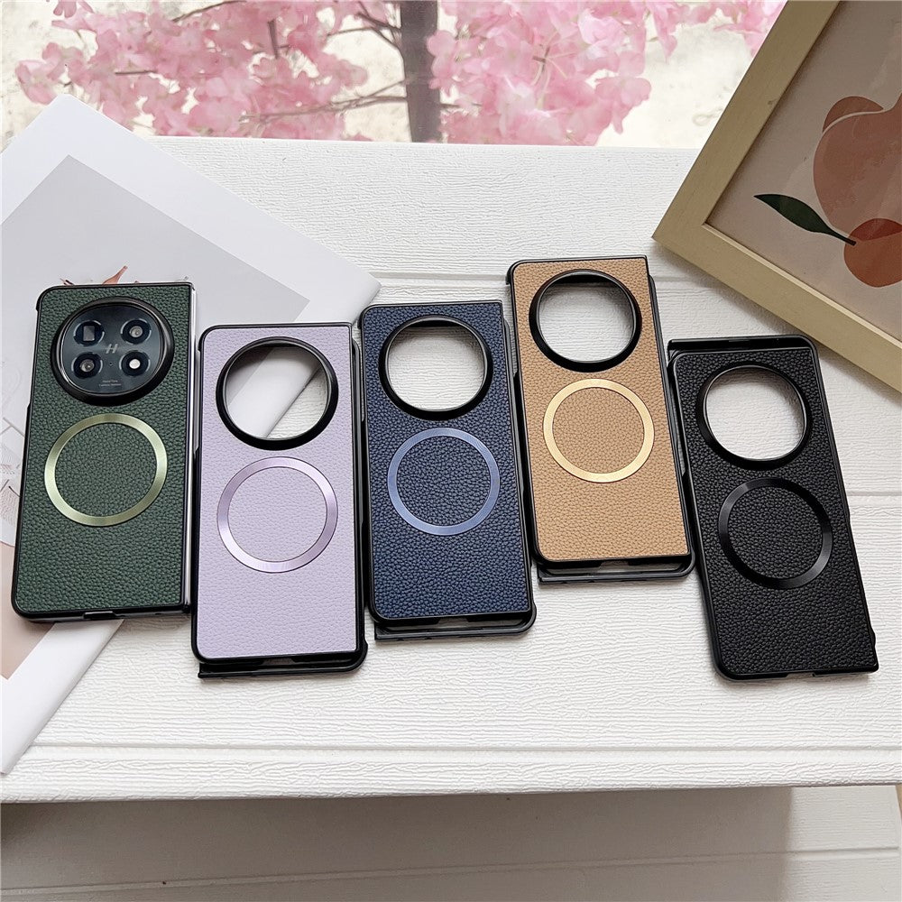 For Oppo Find N5 5G Magnetic Case Litchi Texture PU Leather + TPU Phone Back Cover