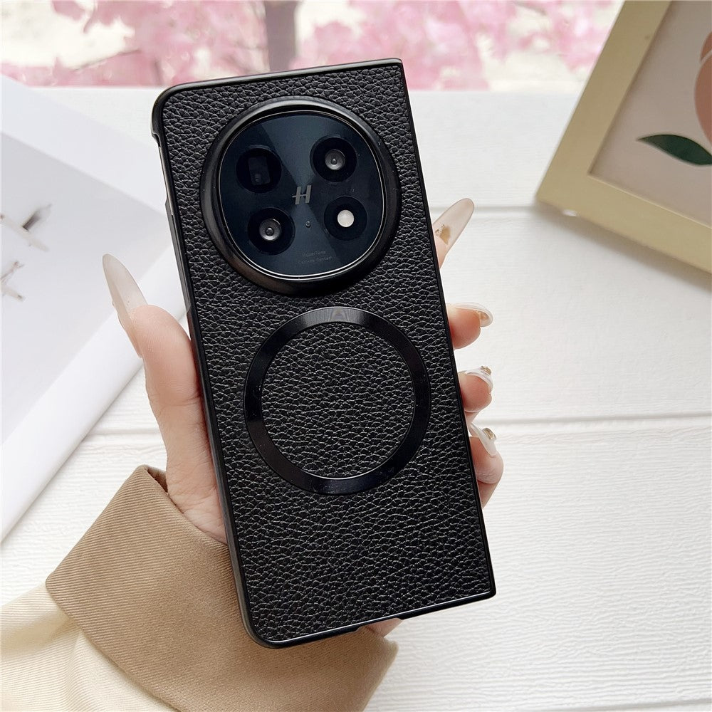 For Oppo Find N5 5G Magnetic Case Litchi Texture PU Leather + TPU Phone Back Cover