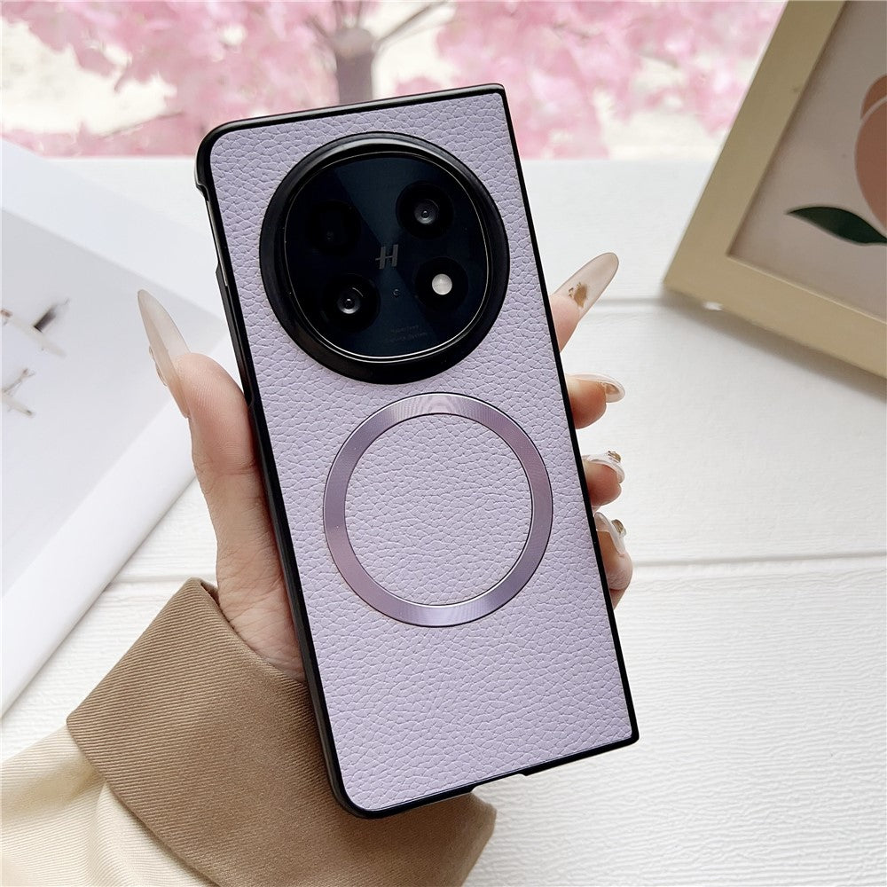 For Oppo Find N5 5G Magnetic Case Litchi Texture PU Leather + TPU Phone Back Cover