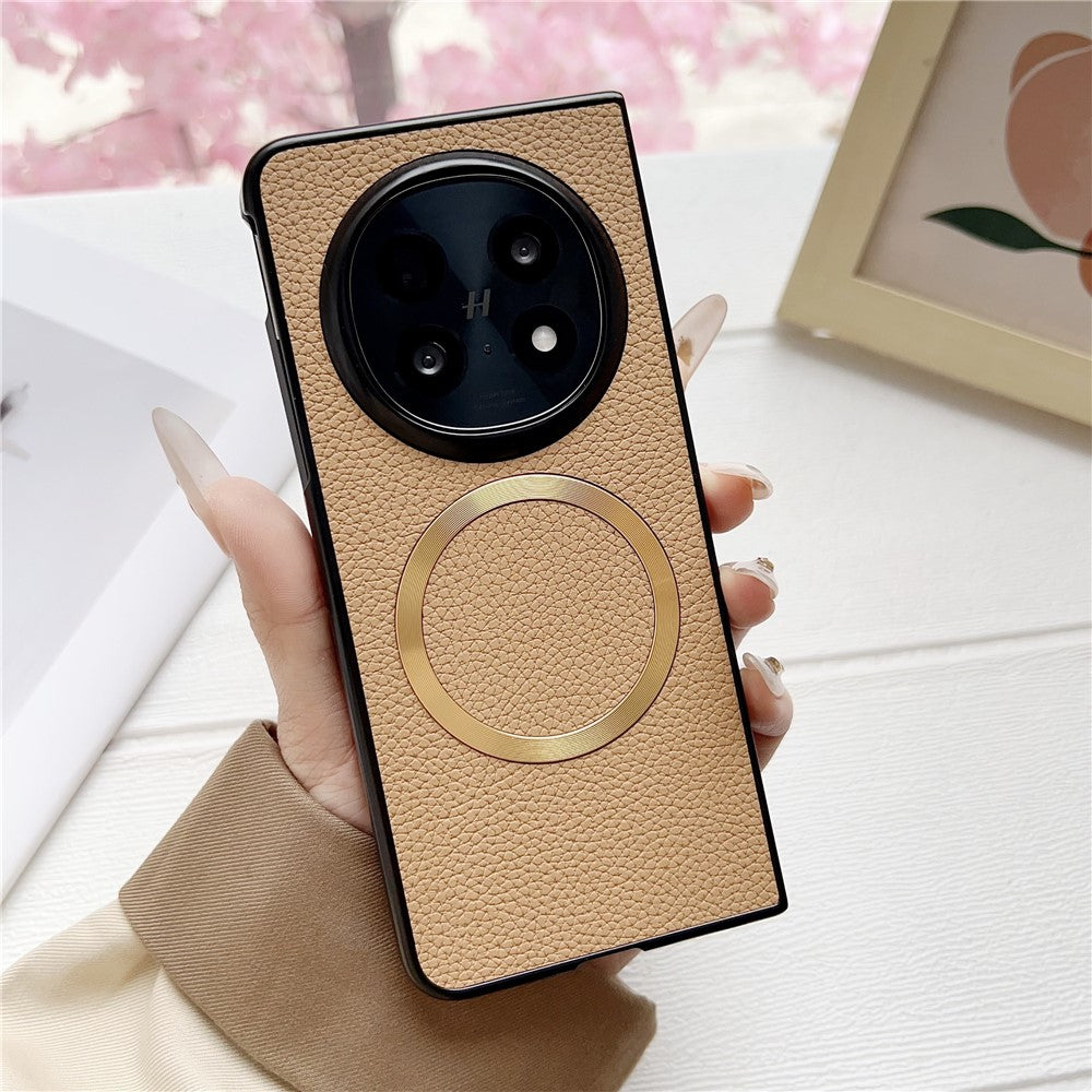 For Oppo Find N5 5G Magnetic Case Litchi Texture PU Leather + TPU Phone Back Cover