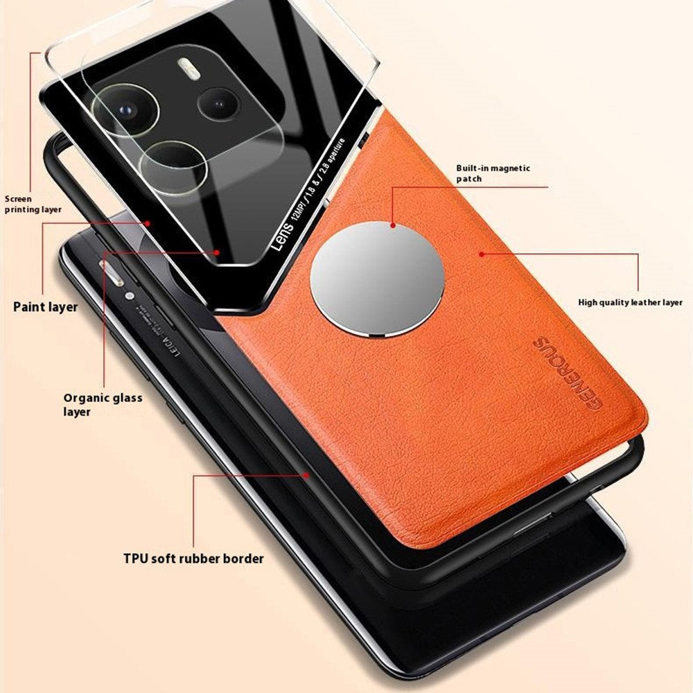 For Xiaomi Redmi Note 14 4G (163.25mm) Case Leather Coated PC + TPU Phone Back Cover