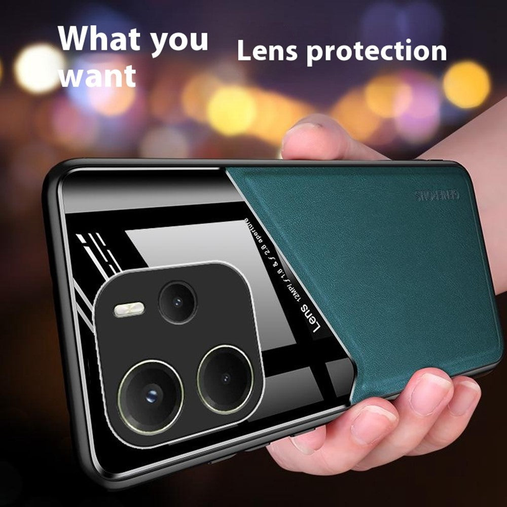 For Xiaomi Redmi Note 14 4G (163.25mm) Case Leather Coated PC + TPU Phone Back Cover