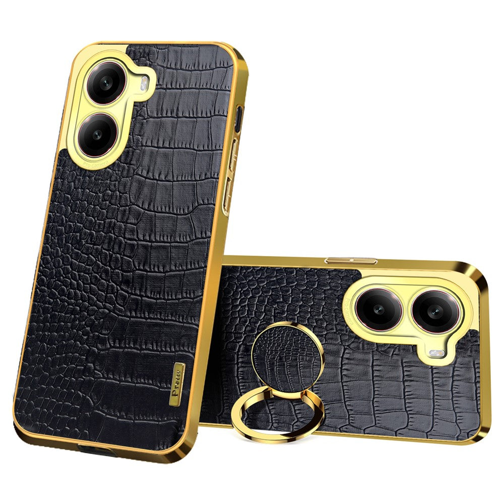 For Xiaomi Redmi Turbo 4 5G Case TPU + PU Kickstand Phone Cover Crocodile Texture Electroplating