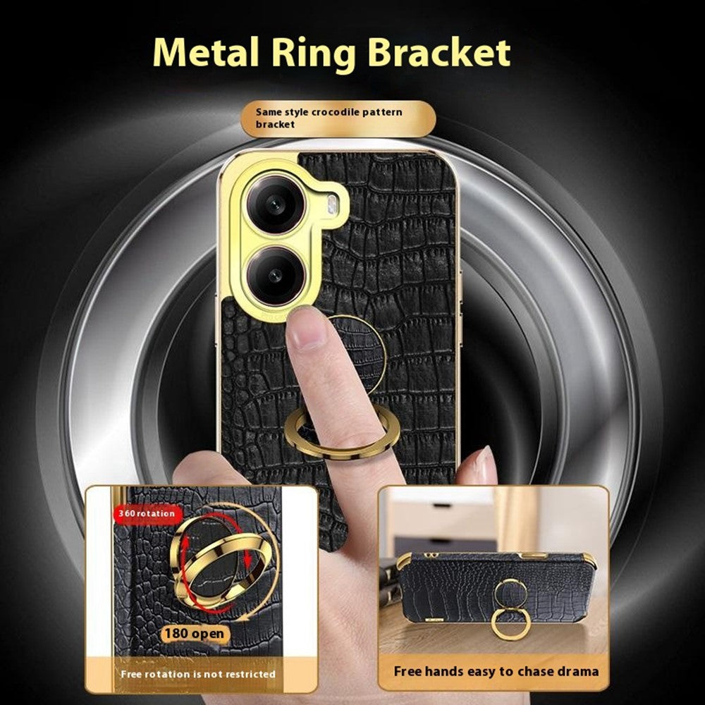 For Xiaomi Redmi Turbo 4 5G Case TPU + PU Kickstand Phone Cover Crocodile Texture Electroplating