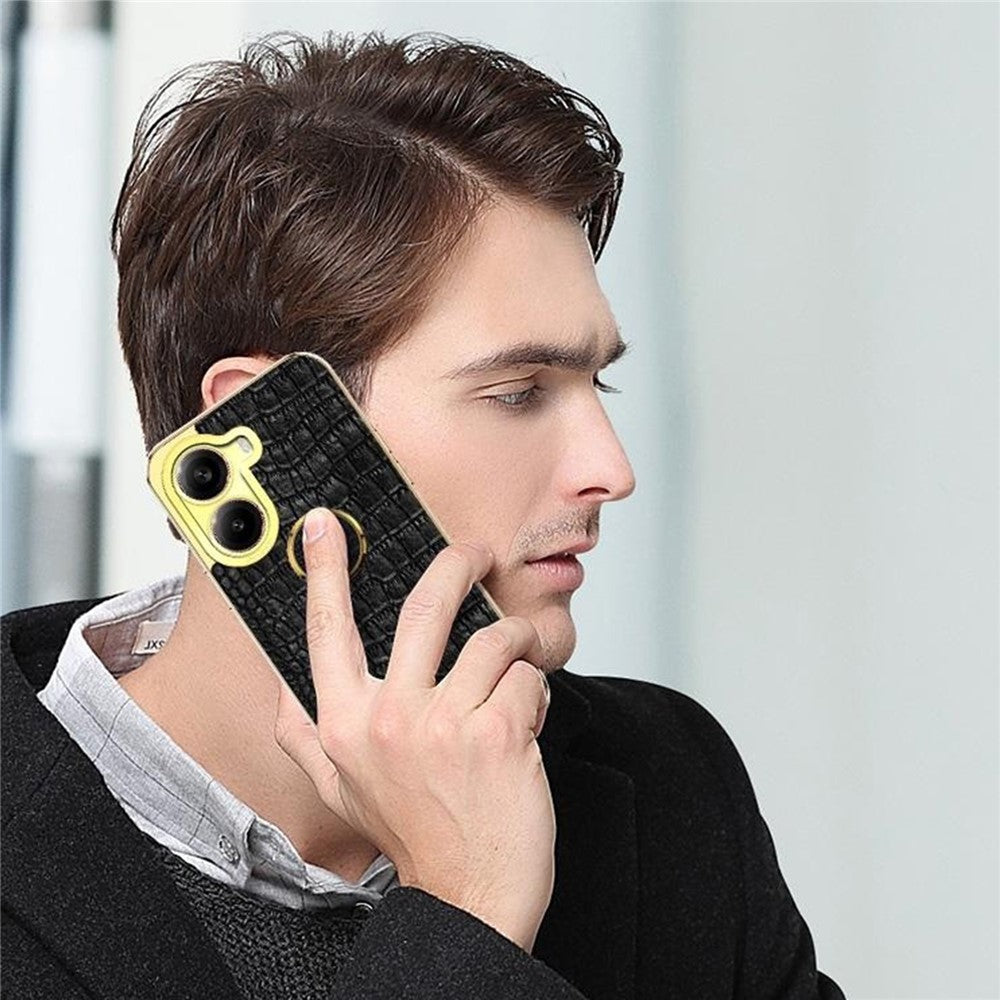 For Xiaomi Redmi Turbo 4 5G Case TPU + PU Kickstand Phone Cover Crocodile Texture Electroplating