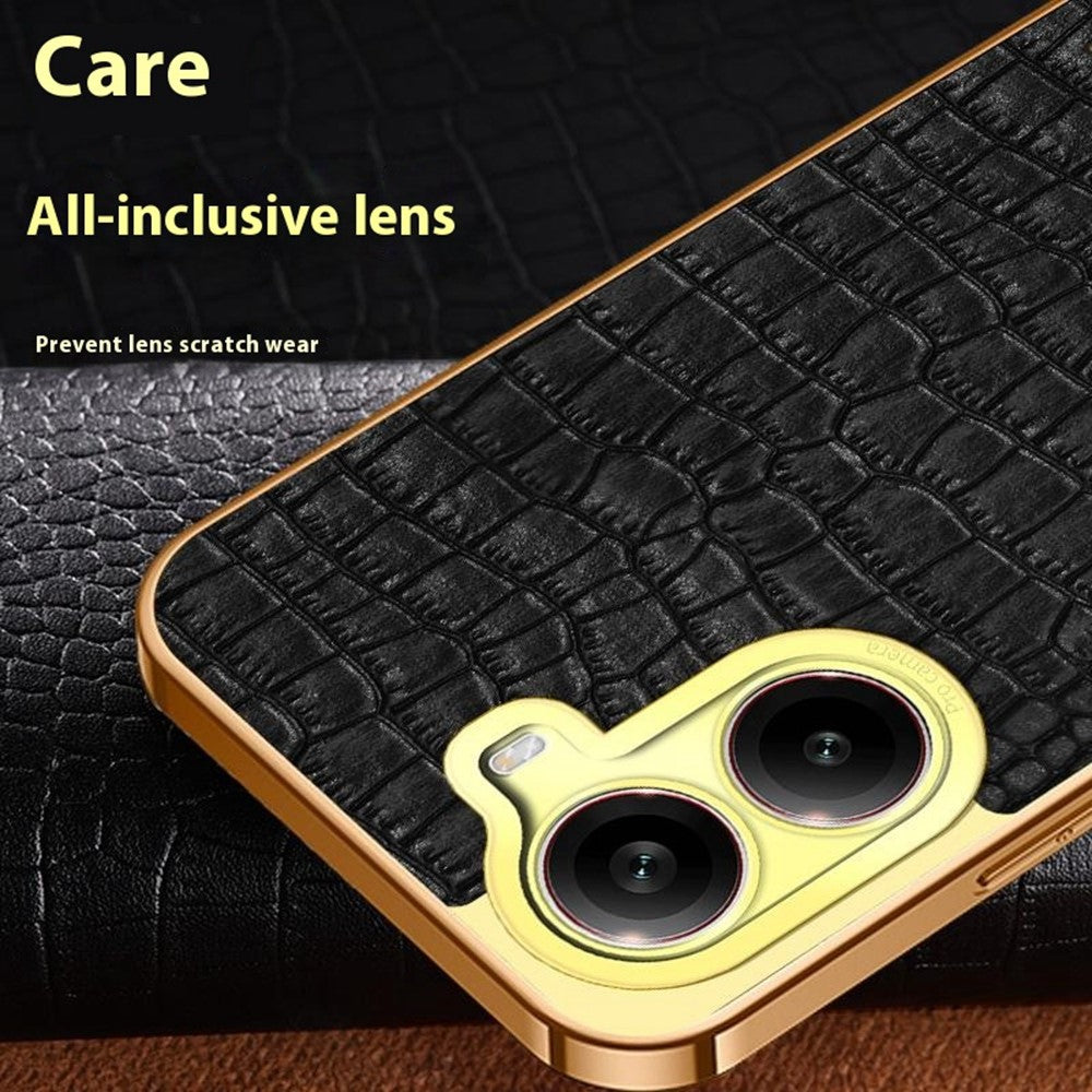 For Xiaomi Redmi Turbo 4 5G Case TPU + PU Kickstand Phone Cover Crocodile Texture Electroplating