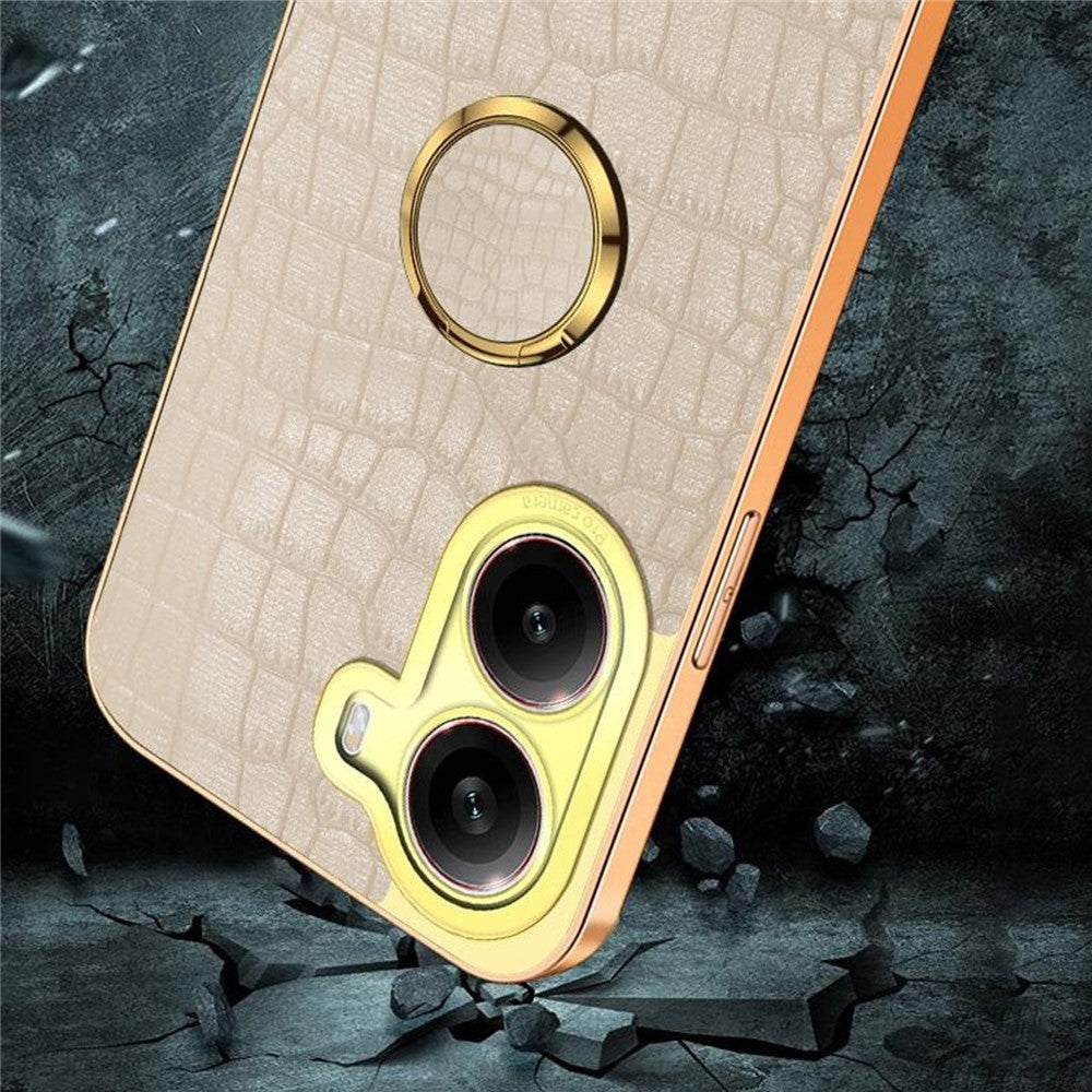 For Xiaomi Redmi Turbo 4 5G Case TPU + PU Kickstand Phone Cover Crocodile Texture Electroplating