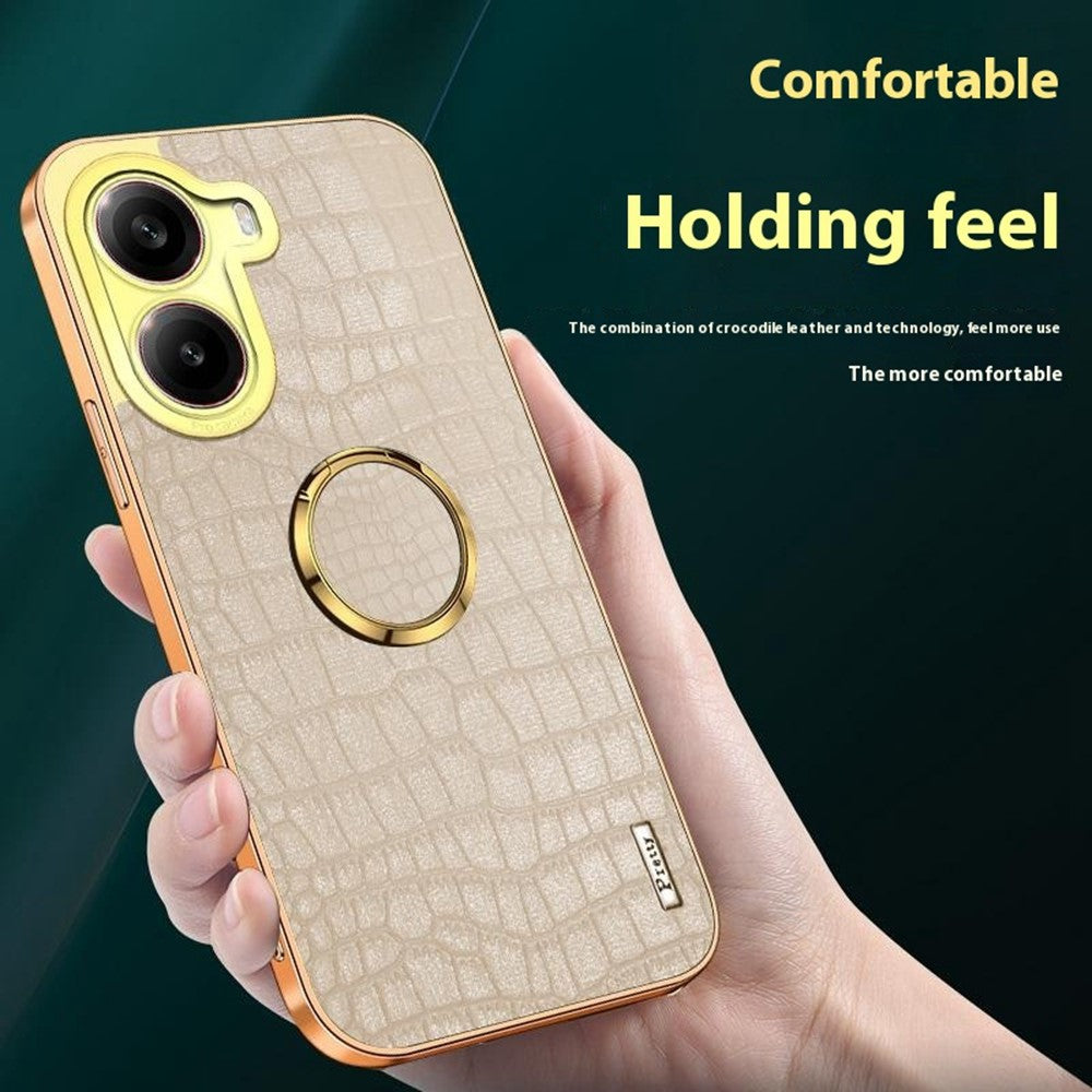 For Xiaomi Redmi Turbo 4 5G Case TPU + PU Kickstand Phone Cover Crocodile Texture Electroplating
