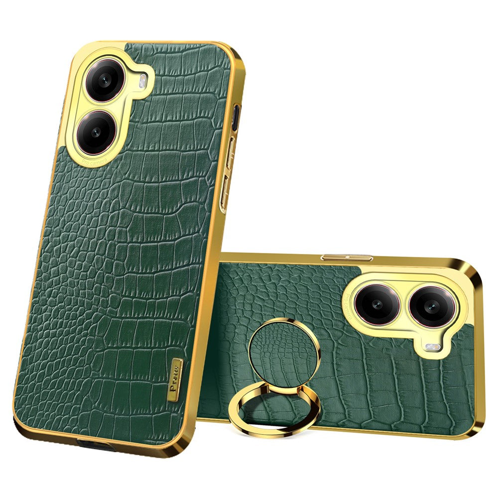For Xiaomi Redmi Turbo 4 5G Case TPU + PU Kickstand Phone Cover Crocodile Texture Electroplating