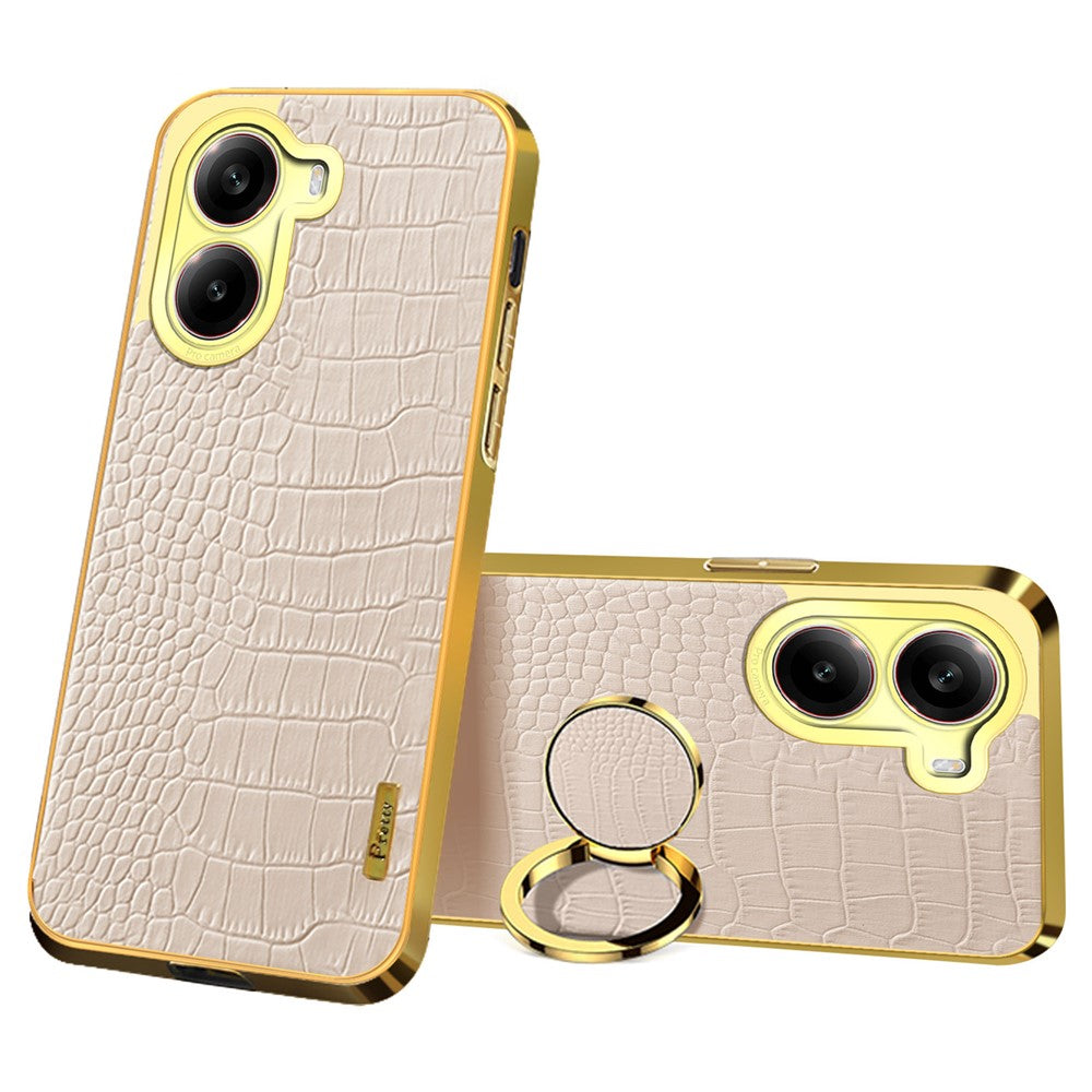 For Xiaomi Redmi Turbo 4 5G Case TPU + PU Kickstand Phone Cover Crocodile Texture Electroplating