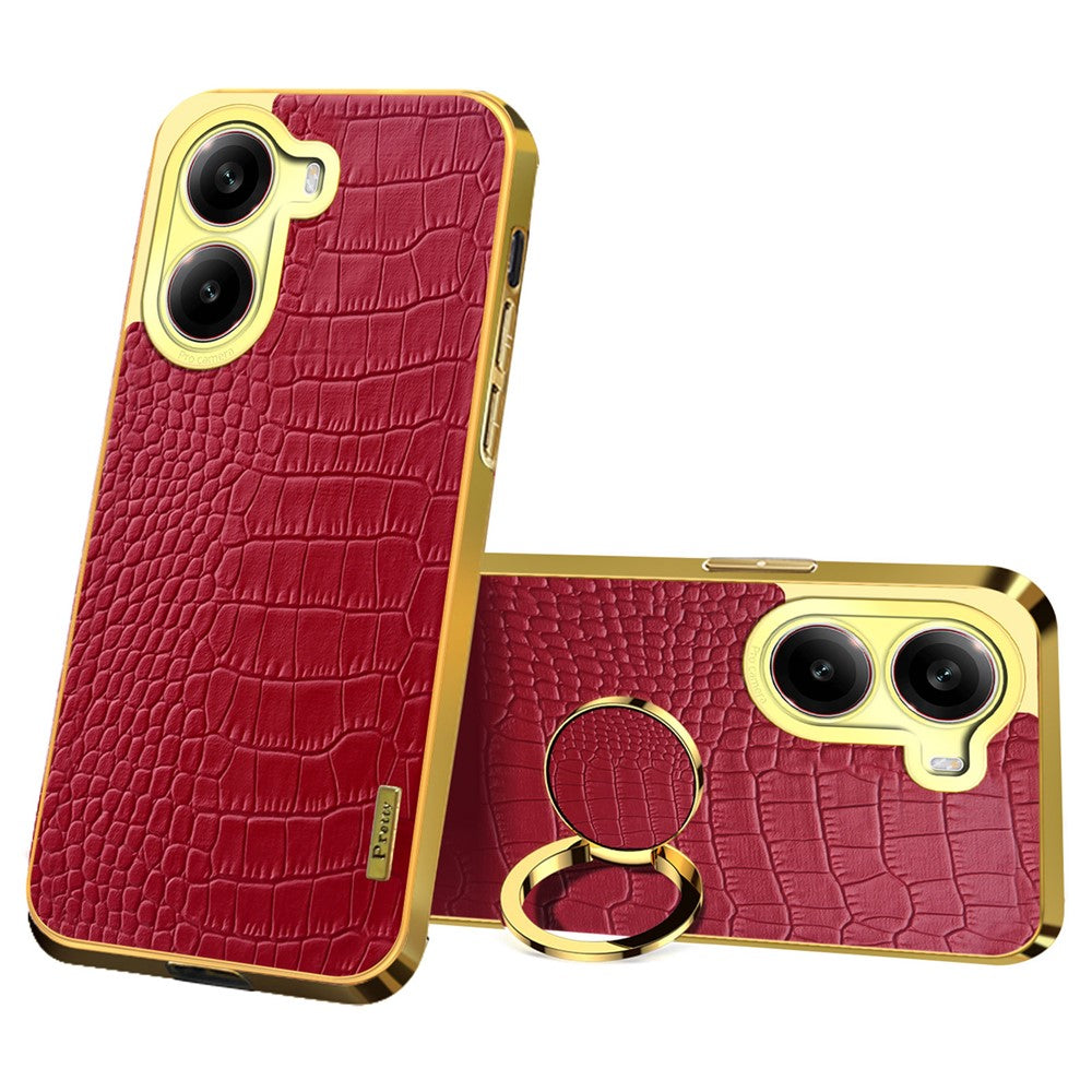 For Xiaomi Redmi Turbo 4 5G Case TPU + PU Kickstand Phone Cover Crocodile Texture Electroplating