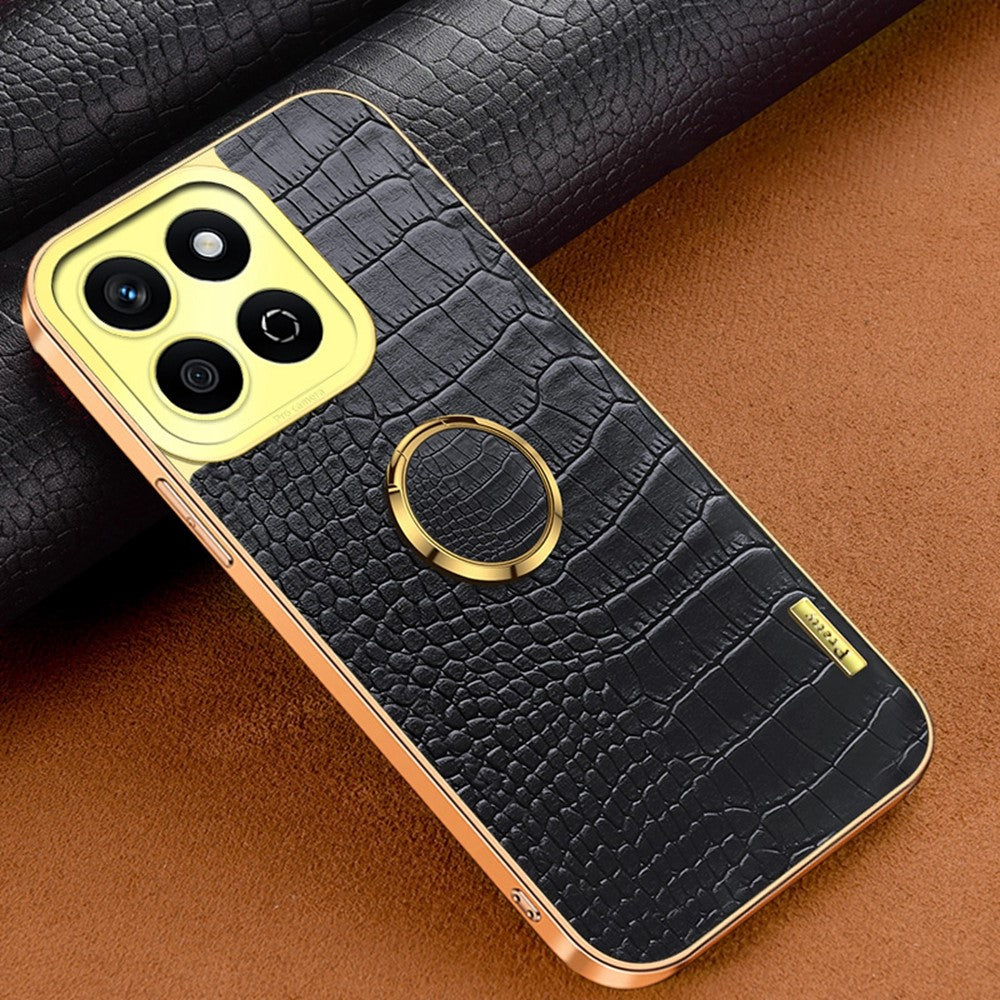 Til Honor X7c 5G / X7c 4G / 200 Smart 5G Etui TPU + PU Stander Telefoncover Krokodille Tekstur Galvanisering