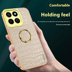 Til Honor X7c 5G / X7c 4G / 200 Smart 5G Etui TPU + PU Stander Telefoncover Krokodille Tekstur Galvanisering