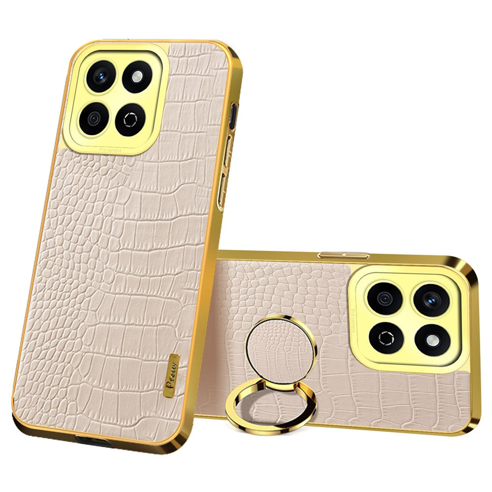 Til Honor X7c 5G / X7c 4G / 200 Smart 5G Etui TPU + PU Stander Telefoncover Krokodille Tekstur Galvanisering