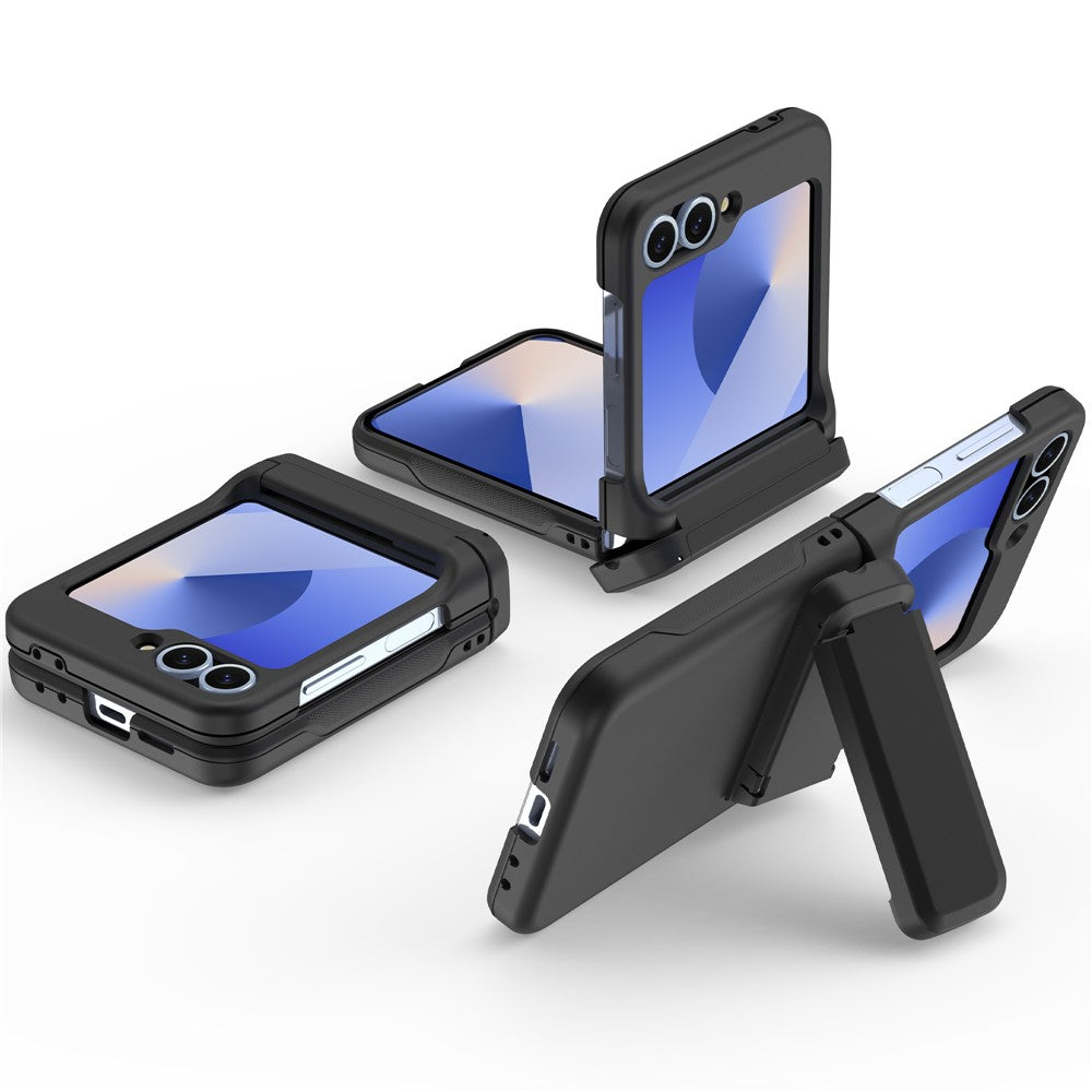 For Samsung Galaxy Z Flip7 FE 5G / Z Flip6 5G Case Spring Hinge Kickstand PC Folding Phone Cover with Card Slot