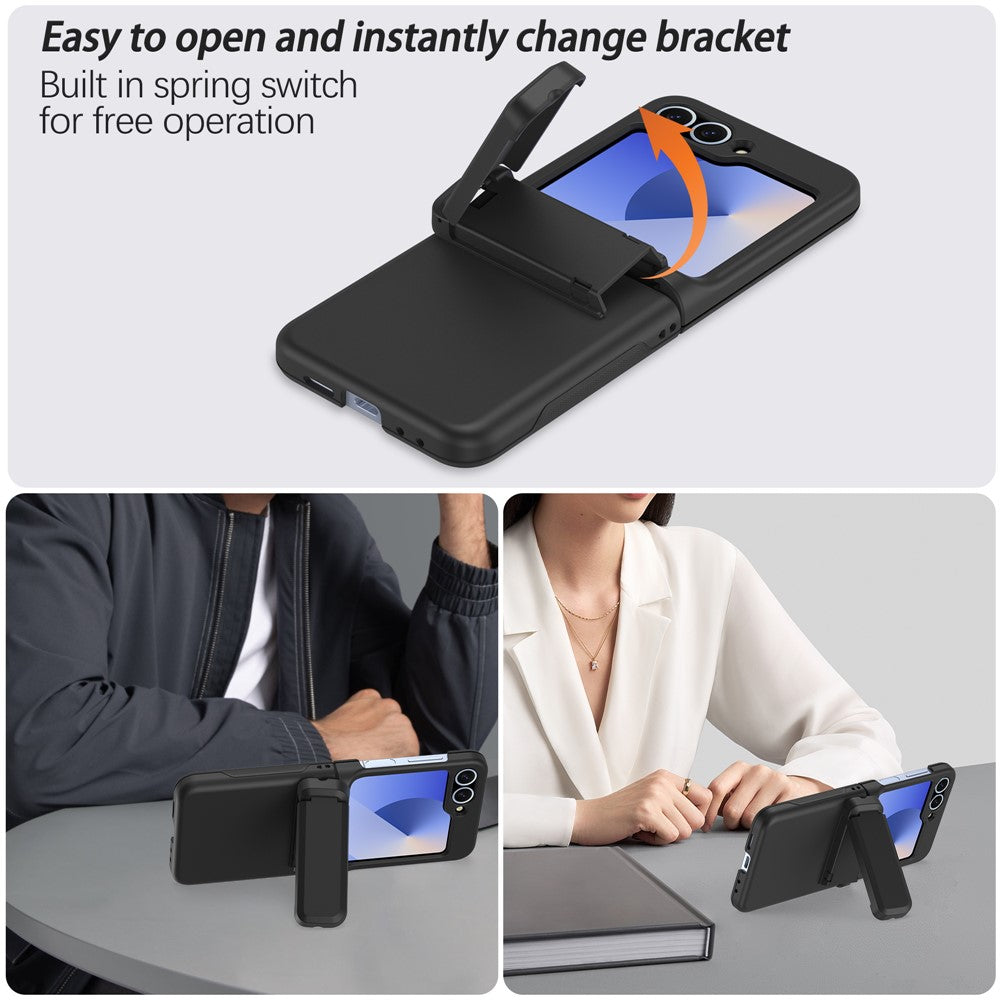 For Samsung Galaxy Z Flip7 FE 5G / Z Flip6 5G Case Spring Hinge Kickstand PC Folding Phone Cover with Card Slot