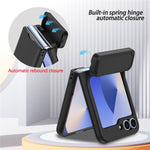 For Samsung Galaxy Z Flip7 FE 5G / Z Flip6 5G Case Spring Hinge Kickstand PC Folding Phone Cover with Card Slot