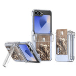 For Samsung Galaxy Z Flip7 FE 5G / Z Flip6 5G Case Spring Hinge Kickstand PC Folding Phone Cover with Card Slot