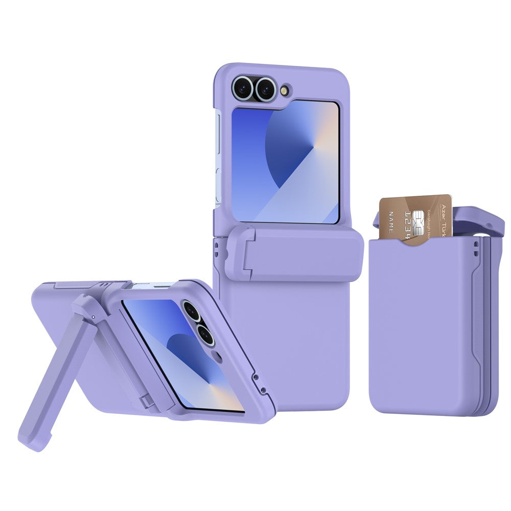 For Samsung Galaxy Z Flip7 FE 5G / Z Flip6 5G Case Spring Hinge Kickstand PC Folding Phone Cover with Card Slot