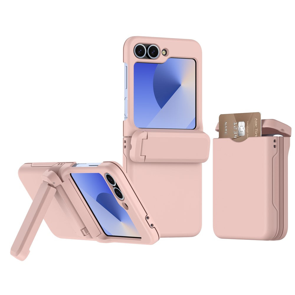 For Samsung Galaxy Z Flip7 FE 5G / Z Flip6 5G Case Spring Hinge Kickstand PC Folding Phone Cover with Card Slot