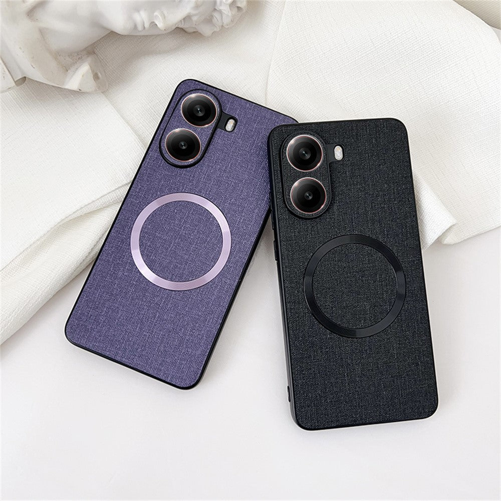 For Xiaomi Poco X7 Pro 5G Magnetic Case Drop-Proof TPU + Cloth Back Phone Cover